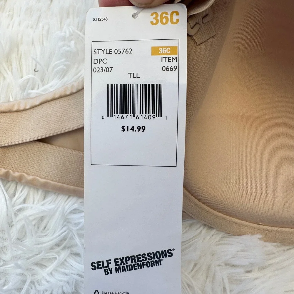 Maidenform Self Expressions Strapless Convertible‎ Bra I-Fit Beige Size 36C NWT